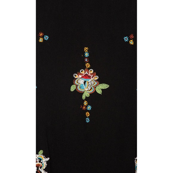 Free People Oxford Embroidered Mini Dress Black Sz Large Floral Embroidery Boho - Picture 4 of 15